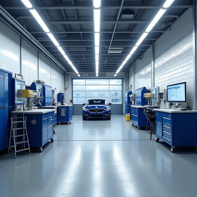 The clean and professional interior of the Meridian Shine detailing studio.