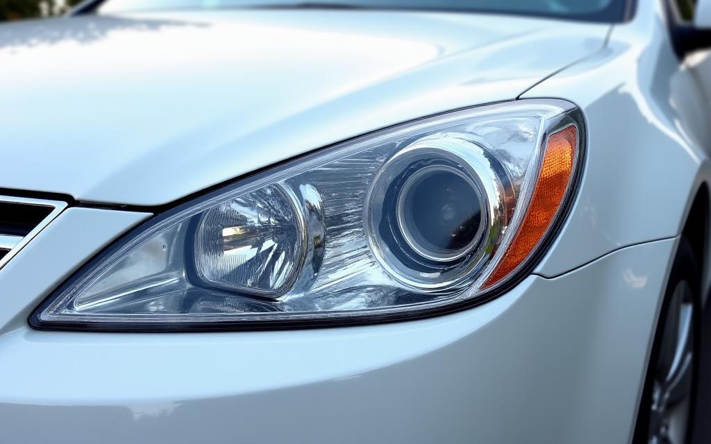 After headlight restoration on a hazy headlight